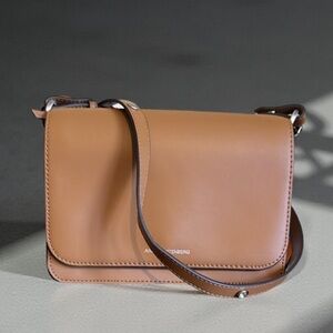 NEW Aimee Kestenberg Tan Leather Crossbody Bag Silver w/Nail Stud Detail…